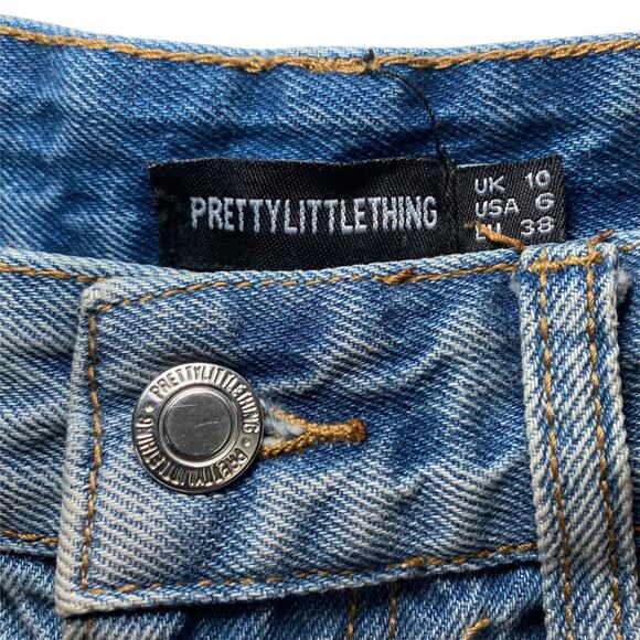 PrettyLittleThing Women’s US 6 Blue Distressed Straight Leg Denim Jeans - Picture 7 of 8